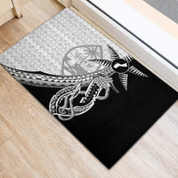 Guam Fish Hook and Palm Tree Rubber Doormat Polynesian Pattern Half Style