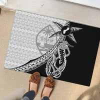 Guam Fish Hook and Palm Tree Rubber Doormat Polynesian Pattern Half Style