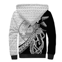 Guam Fish Hook and Palm Tree Sherpa Hoodie Polynesian Pattern Half Style LT03 - Polynesian Pride