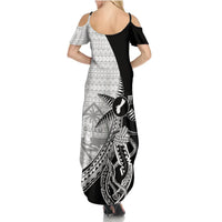 Guam Fish Hook and Palm Tree Summer Maxi Dress Polynesian Pattern Half Style LT03 - Polynesian Pride