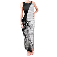 Guam Fish Hook and Palm Tree Tank Maxi Dress Polynesian Pattern Half Style LT03 Women White - Polynesian Pride