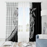 Guam Fish Hook and Palm Tree Window Curtain Polynesian Pattern Half Style