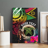 Personalised Vanuatu 44th Anniversary Canvas Wall Art Boars Tusk and Melanesian Warrior Indipendens Dei LT03 - Polynesian Pride