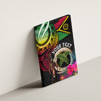Personalised Vanuatu 44th Anniversary Canvas Wall Art Boars Tusk and Melanesian Warrior Indipendens Dei LT03 - Polynesian Pride