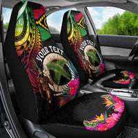Personalised Vanuatu 44th Anniversary Car Seat Cover Boars Tusk and Melanesian Warrior Indipendens Dei