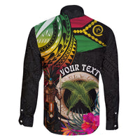 Personalised Vanuatu 44th Anniversary Family Matching Tank Maxi Dress and Hawaiian Shirt Boars Tusk and Melanesian Warrior Indipendens Dei