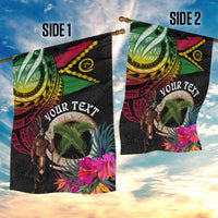 Personalised Vanuatu 44th Anniversary Garden Flag Boars Tusk and Melanesian Warrior Indipendens Dei LT03 - Polynesian Pride