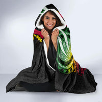 Personalised Vanuatu 44th Anniversary Hooded Blanket Boars Tusk and Melanesian Warrior Indipendens Dei LT03 - Polynesian Pride