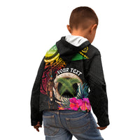 Personalised Vanuatu 44th Anniversary Kid Hoodie Boars Tusk and Melanesian Warrior Indipendens Dei