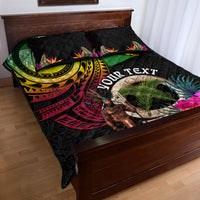 Personalised Vanuatu 44th Anniversary Quilt Bed Set Boars Tusk and Melanesian Warrior Indipendens Dei LT03 - Polynesian Pride