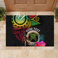 Personalised Vanuatu 44th Anniversary Rubber Doormat Boars Tusk and Melanesian Warrior Indipendens Dei LT03 - Polynesian Pride