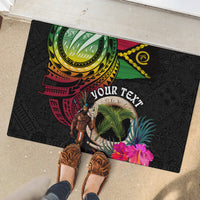 Personalised Vanuatu 44th Anniversary Rubber Doormat Boars Tusk and Melanesian Warrior Indipendens Dei LT03 - Polynesian Pride