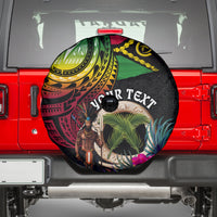 Personalised Vanuatu 44th Anniversary Spare Tire Cover Boars Tusk and Melanesian Warrior Indipendens Dei LT03 - Polynesian Pride