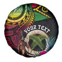 Personalised Vanuatu 44th Anniversary Spare Tire Cover Boars Tusk and Melanesian Warrior Indipendens Dei LT03 - Polynesian Pride