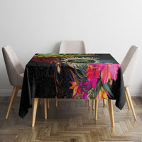 Personalised Vanuatu 44th Anniversary Tablecloth Boars Tusk and Melanesian Warrior Indipendens Dei LT03 - Polynesian Pride