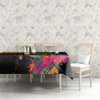 Personalised Vanuatu 44th Anniversary Tablecloth Boars Tusk and Melanesian Warrior Indipendens Dei LT03 - Polynesian Pride