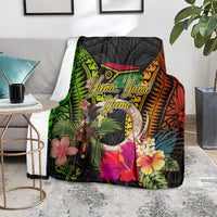 Vanuatu Independence Day Blanket Boars Tusk and Melanesian Warrior Indipendens Dei LT03 - Polynesian Pride