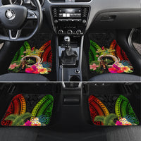 Vanuatu Independence Day Car Mats Boars Tusk and Melanesian Warrior Indipendens Dei LT03 Set 4pcs Black - Polynesian Pride