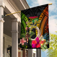 Vanuatu Independence Day Garden Flag Boars Tusk and Melanesian Warrior Indipendens Dei LT03 House Flag Black - Polynesian Pride