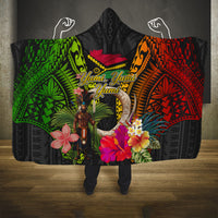 Vanuatu Independence Day Hooded Blanket Boars Tusk and Melanesian Warrior Indipendens Dei LT03 One Size Black - Polynesian Pride