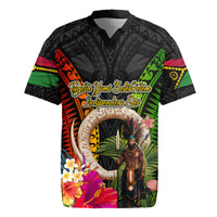 Vanuatu Independence Day Rugby Jersey Boars Tusk and Melanesian Warrior Indipendens Dei LT03 Black - Polynesian Pride