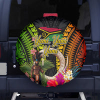 Vanuatu Independence Day Spare Tire Cover Boars Tusk and Melanesian Warrior Indipendens Dei LT03 - Polynesian Pride