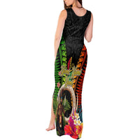 Vanuatu Independence Day Tank Maxi Dress Boars Tusk and Melanesian Warrior Indipendens Dei LT03 - Polynesian Pride