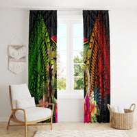 Vanuatu Independence Day Window Curtain Boars Tusk and Melanesian Warrior Indipendens Dei LT03 - Polynesian Pride