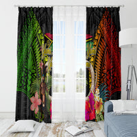 Vanuatu Independence Day Window Curtain Boars Tusk and Melanesian Warrior Indipendens Dei LT03 - Polynesian Pride