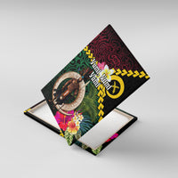 Vanuatu Indipendens Dei Canvas Wall Art Boars Tusk and Melanesian Warrior Hibiscus LT03 With Frame Black - Polynesian Pride