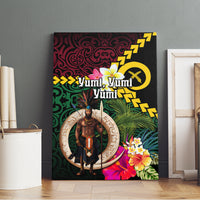 Vanuatu Indipendens Dei Canvas Wall Art Boars Tusk and Melanesian Warrior Hibiscus LT03 - Polynesian Pride