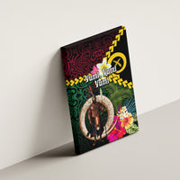 Vanuatu Indipendens Dei Canvas Wall Art Boars Tusk and Melanesian Warrior Hibiscus LT03 - Polynesian Pride