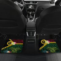 Vanuatu Indipendens Dei Car Mats Boars Tusk and Melanesian Warrior Hibiscus LT03 Set 2pcs - Back Black - Polynesian Pride