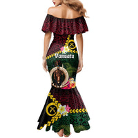 Vanuatu Indipendens Dei Mermaid Dress Boars Tusk and Melanesian Warrior Hibiscus LT03 - Polynesian Pride