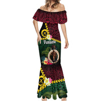 Vanuatu Indipendens Dei Mermaid Dress Boars Tusk and Melanesian Warrior Hibiscus