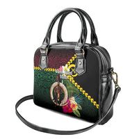 Vanuatu Indipendens Dei Shoulder Handbag Boars Tusk and Melanesian Warrior Hibiscus
