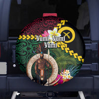 Vanuatu Indipendens Dei Spare Tire Cover Boars Tusk and Melanesian Warrior Hibiscus LT03 - Polynesian Pride
