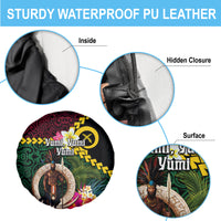 Vanuatu Indipendens Dei Spare Tire Cover Boars Tusk and Melanesian Warrior Hibiscus LT03 - Polynesian Pride