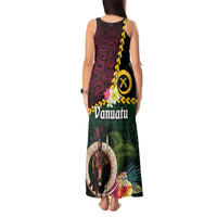 Vanuatu Indipendens Dei Tank Maxi Dress Boars Tusk and Melanesian Warrior Hibiscus LT03 - Polynesian Pride