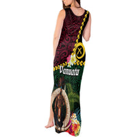 Vanuatu Indipendens Dei Tank Maxi Dress Boars Tusk and Melanesian Warrior Hibiscus LT03 - Polynesian Pride