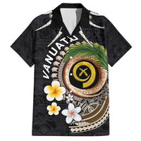 Vanuatu Independence Day Family Matching Off Shoulder Short Dress and Hawaiian Shirt Melanesian Tribal Pig Tusk with Tropical Plants