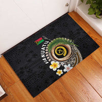 Vanuatu Independence Day Rubber Doormat Melanesian Tribal Pig Tusk with Tropical Plants LT03 - Polynesian Pride