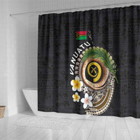 Vanuatu Independence Day Shower Curtain Melanesian Tribal Pig Tusk with Tropical Plants