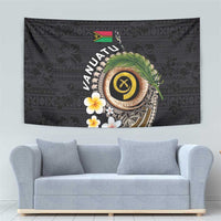 Vanuatu Independence Day Tapestry Melanesian Tribal Pig Tusk with Tropical Plants