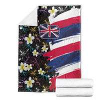 Hawaiian Flag Day Blanket Tropical Flowers and Leaves