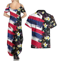 Hawaiian Flag Day Couples Matching Summer Maxi Dress and Hawaiian Shirt Tropical Flowers and Leaves LT03 - Polynesian Pride