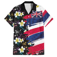 Hawaiian Flag Day Family Matching Off The Shoulder Long Sleeve Dress and Hawaiian Shirt Tropical Flowers and Leaves