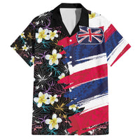 Hawaiian Flag Day Family Matching Off Shoulder Maxi Dress and Hawaiian Shirt Tropical Flowers and Leaves