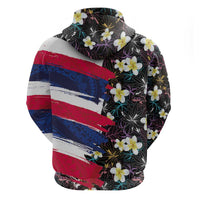 Hawaiian Flag Day Hoodie Tropical Flowers and Leaves