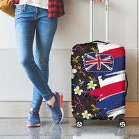 Hawaiian Flag Day Luggage Cover Tropical Flowers and Leaves